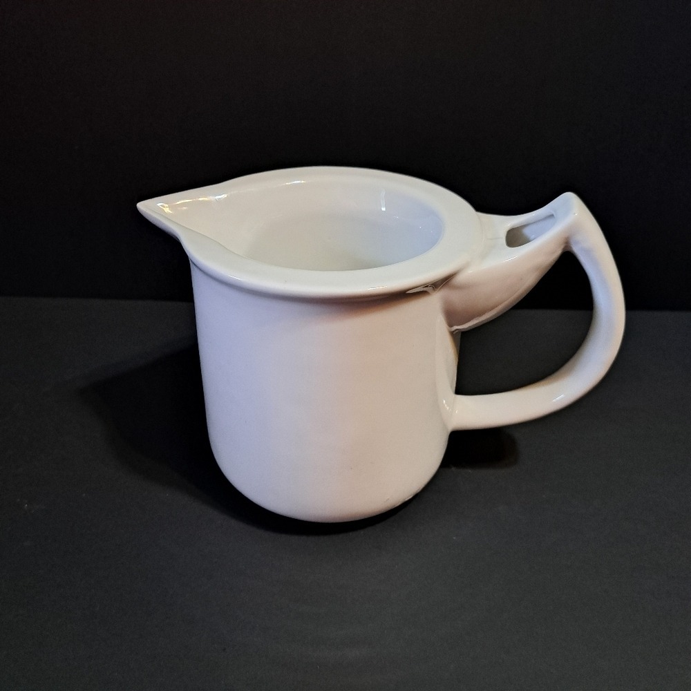 Bandwagon Warming Pitcher  16oz White Double Walled Porcelain Vintage